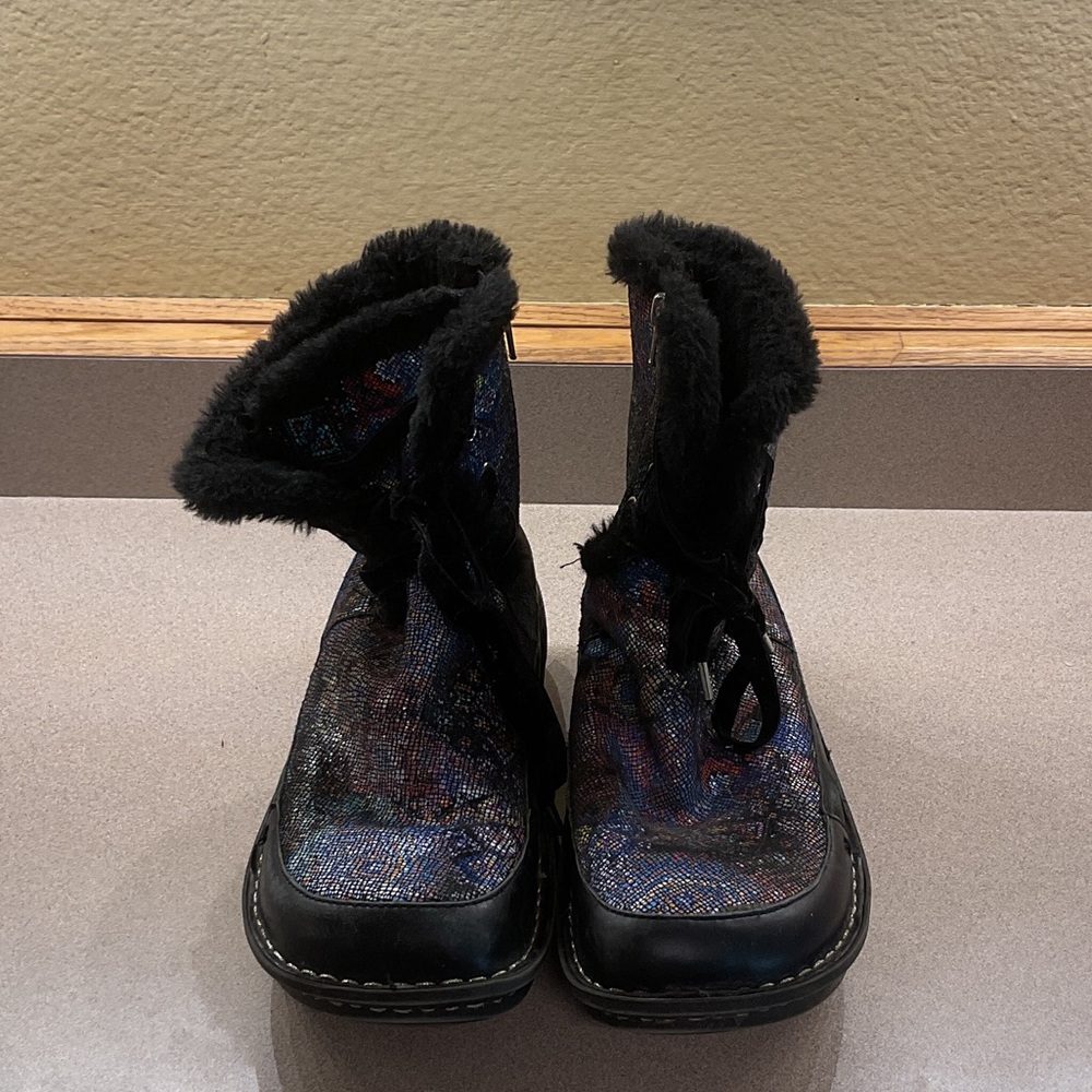 Alegria Black and Multicolor Winter Boots